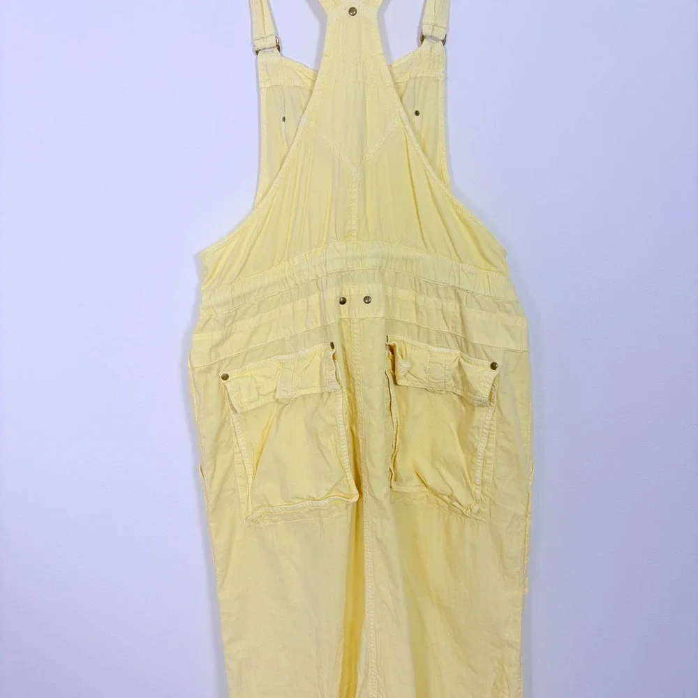 Free People Gracie Skirtall Yellow Maxi Overall Dress Size L OB1671460